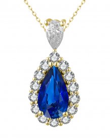PEAR SAPPHIRE DIAMOND PENDANT (TP2887)